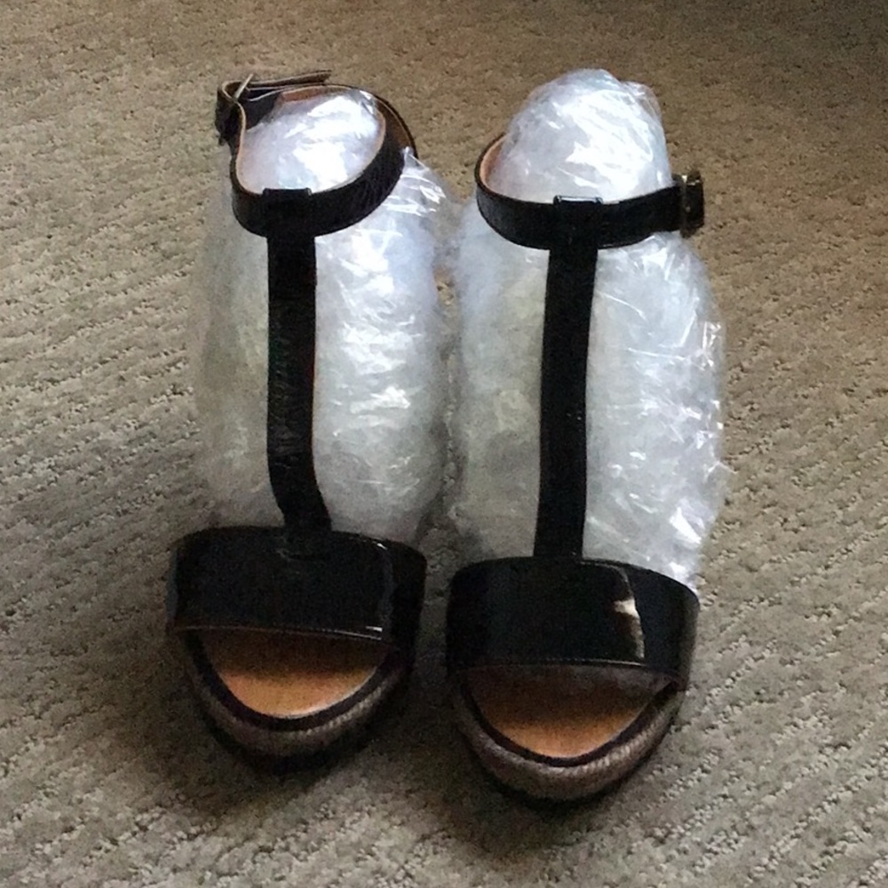 Lanvin patent leather wedge shoes
